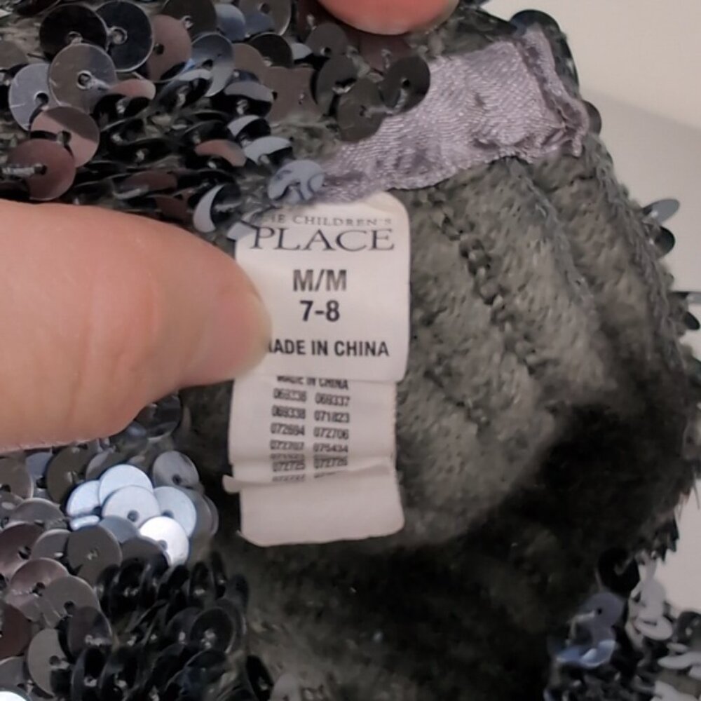 Childrens Place Sequin Beret Hat Gunmetal Silver Gray Party Fashionista - Picture 8 of 12